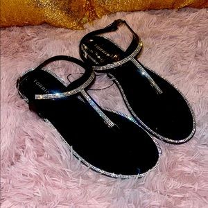 Torrid-Rhinestone Jelly T-Strap Sandals